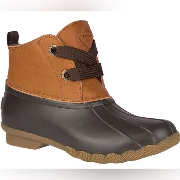 Sperry Shoes - SPERRY 8 Saltwater 2-eye Tan Leather Brown Lace up Ankle Duck Boots